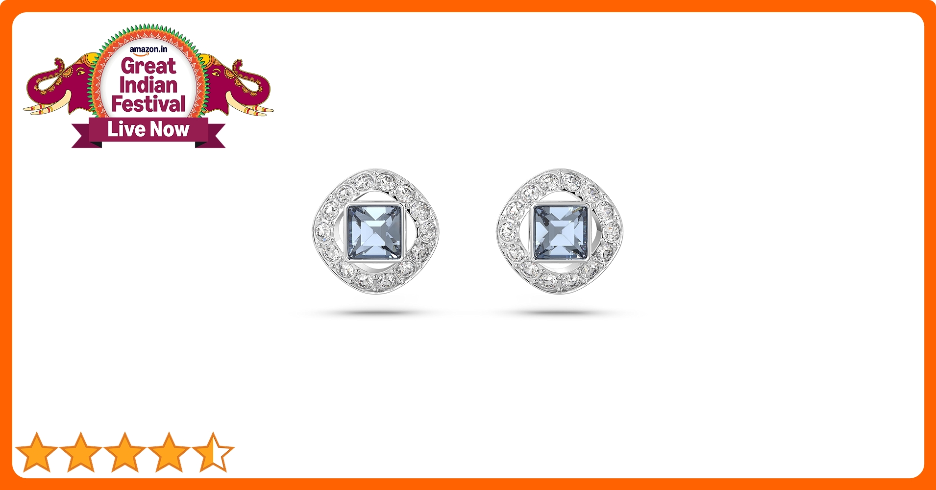 Swarovski Una Angelic stud earrings, Square cut, Blue
